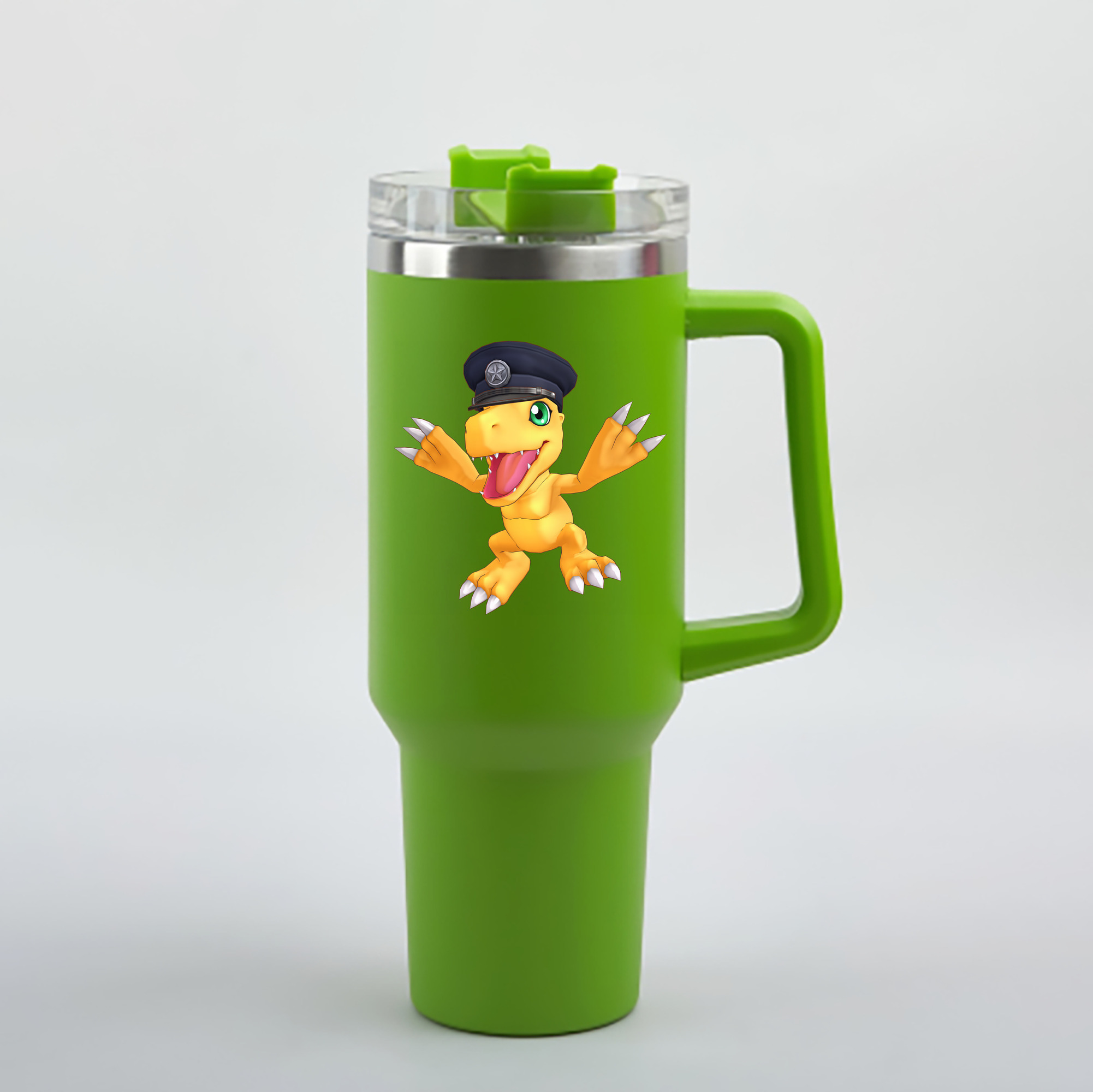 （画像用） Digimon デジタルモンスター/デジモン 1200mL車用タンブラー - クリスタルステッカー（プラスチックストロー付き）